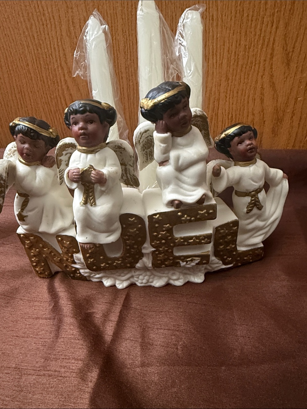 White and Gold NOEL Angel Candle Centerpiece – Holiday Table Decor